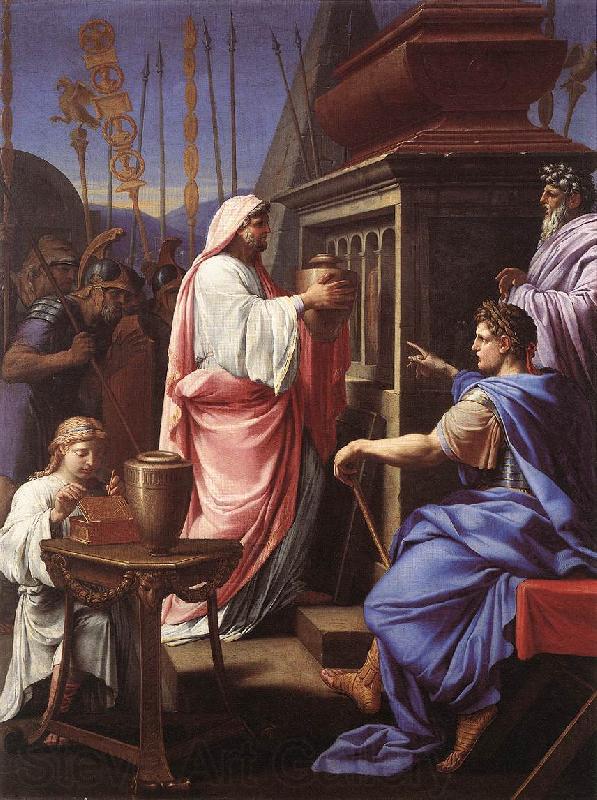 Eustache Le Sueur Caligula Depositing the Ashes of his Mother and Brother in the Tomb of his Ancestors Spain oil painting art